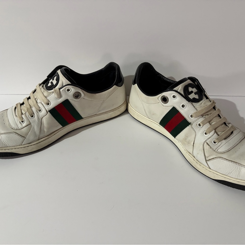 Gucci White Sneakers with Red and Green Accents US 12 - Picture 4 of 14